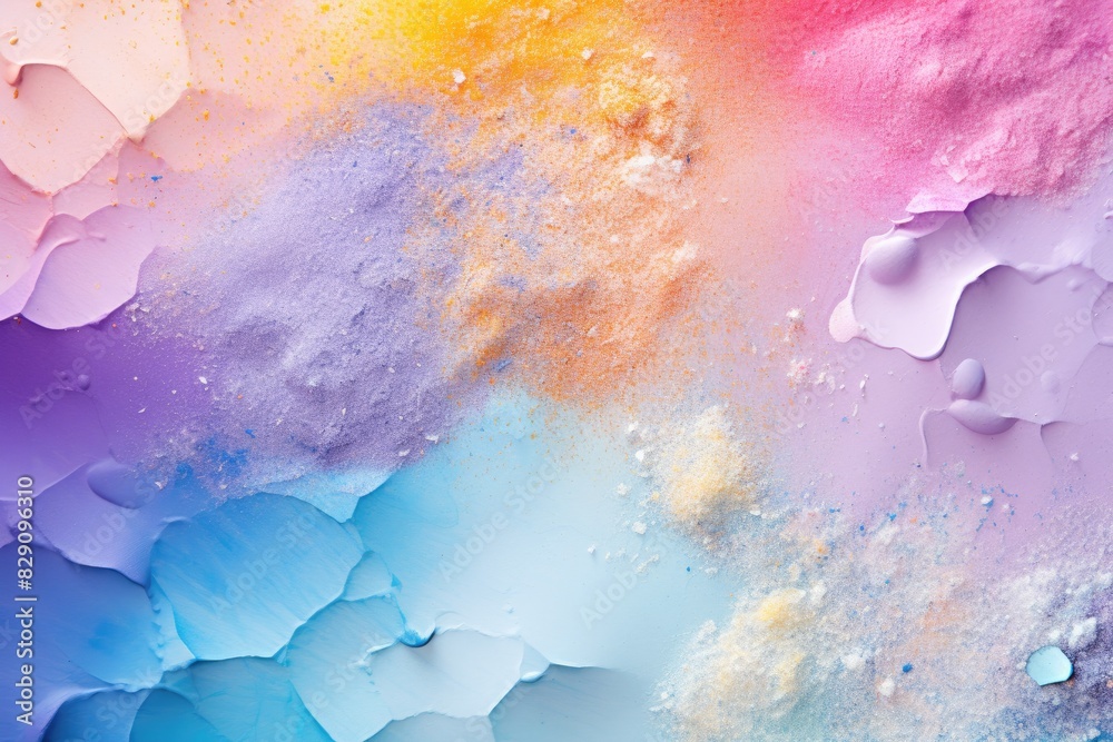 Poster Soft pastel color background with glitter and wavy shape with blank text space, sparkle and pastel background