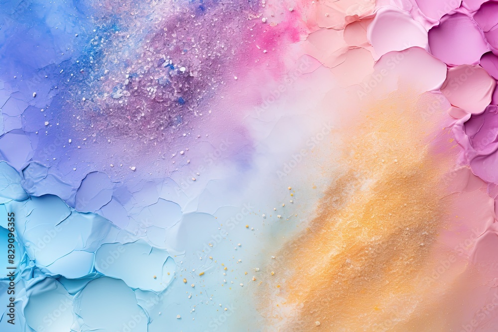 Poster Soft pastel color background with glitter and wavy shape with blank text space, sparkle and pastel background
