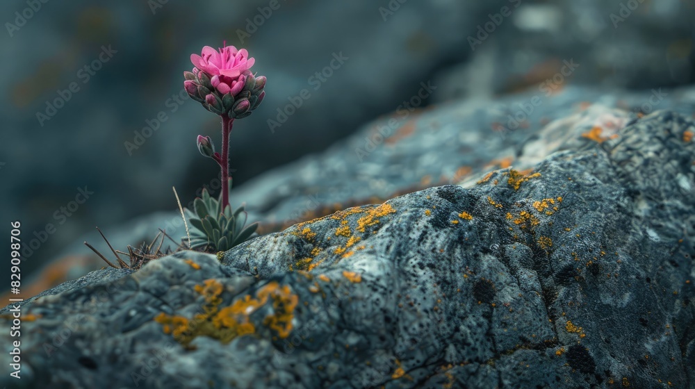 Sticker A bloom emerging from an old rock