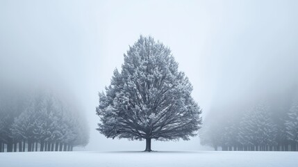 Winter landscape of snowy nature. Winter trees background