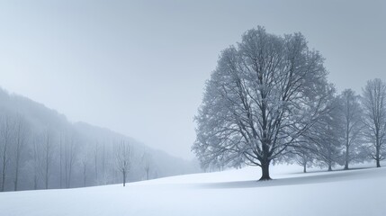 Obraz premium Winter landscape of snowy nature. Winter trees background