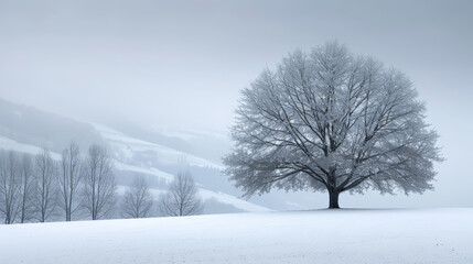 Obraz premium Winter landscape of snowy nature. Winter trees background
