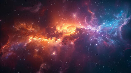Fototapeta premium Colorful space galaxy cloud nebula. Stary night cosmos. Universe science astronomy.generative ai