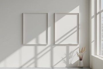 Two blank frames hanging in the room