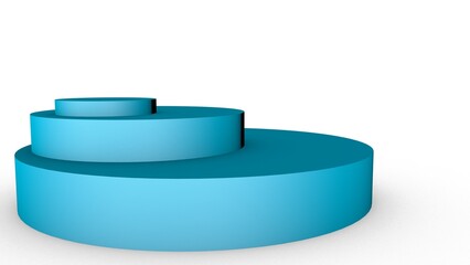 Stand for your product in the form of blue cylinders. Mockup. Rendering illustration.