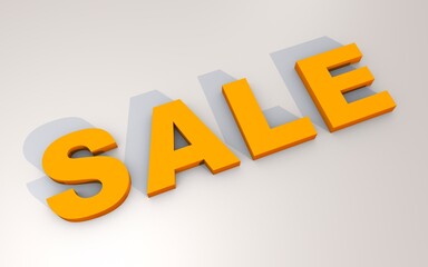 3D text SALE on a light gray background with a shadow. Buying or selling.