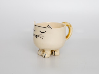 Cute Cat-Shaped Ceramic Mug with Whiskers and Ears