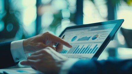 A project manager carefully tracks budget and expenses on their tablet ensuring the project stays within financial parameters.