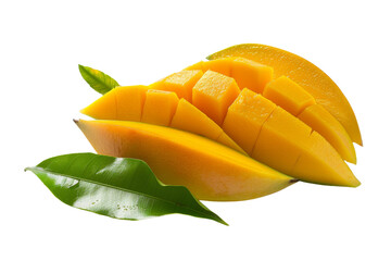 Juicy Ripe Mango Slices Isolated on Transparent Background