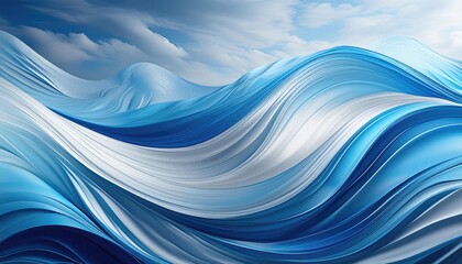 Fototapeta premium Abstract Blue and White Wavy Lines