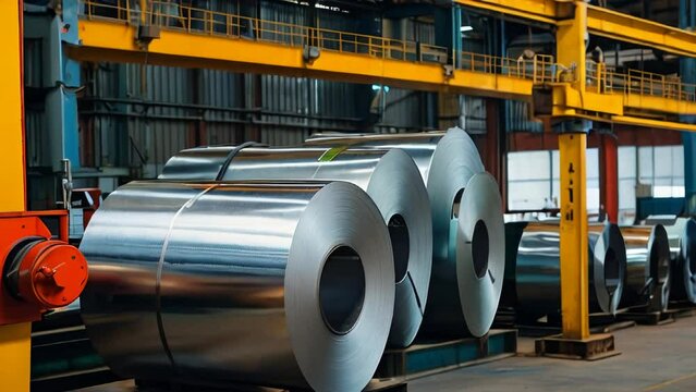 roll steel, stainless or galvanized steel coil inside factory or warehouse. Include overhead crane, hoist hook