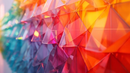 Vibrant Pride-Themed Geometric Art Installation in Hyperrealistic Detail under Studio Lighting