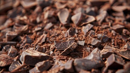 Cocoa fruit close-up. Pieces of cocoa.