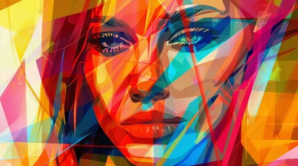 Colorful abstract geometric portrait of a woman
