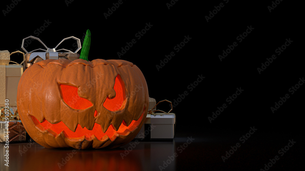 Poster the jack o lantern for halloween or holiday concept 3d rendering.