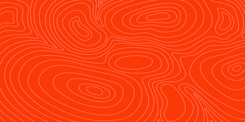 Tuna or salmon pattern. Sashimi or sushi texture. Seafood structure. Curved lines and circles on orange background. Wallpaper for restaurant of Chinese or Japanese cuisine. Vector flat illustration.