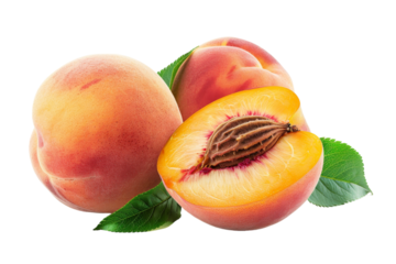 Succulent Juicy Peaches Graphic Isolated on Transparent Background