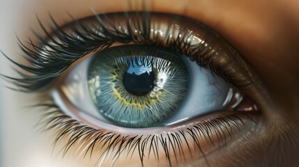 Close-up of a human eye with detailed iris and eyelashes