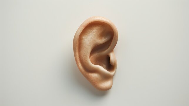 Human ear close-up on light background