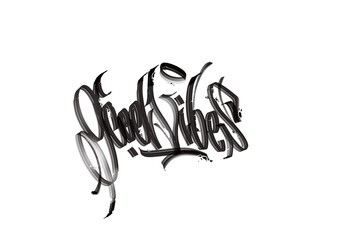 abstract floral font good vibes calligraffiti style marker letters 