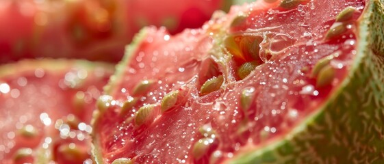 Guava fruit close-up. Pieces of guava. 