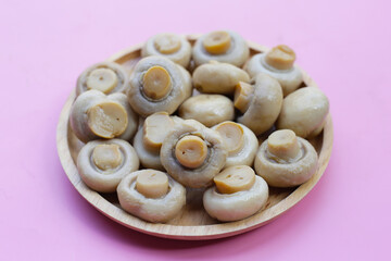 Champignon mushrooms in brine. Canned champignon mushrooms whole