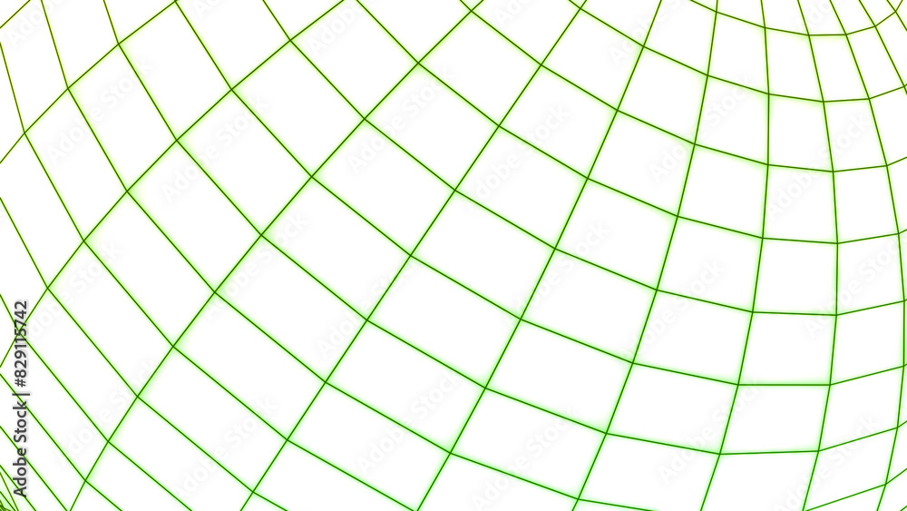 Poster spherical cell moves on white background. design. animation of simple moving grid with circular bend