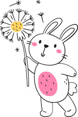 Bunny With Dandelion Doodle