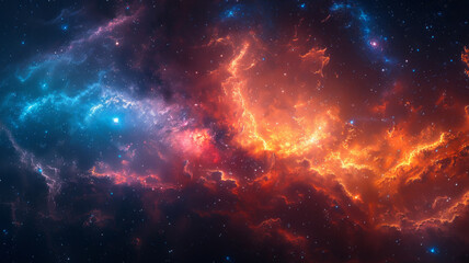 Naklejka premium Colorful space galaxy cloud nebula. Stary night cosmos. Universe science astronomy.generative ai