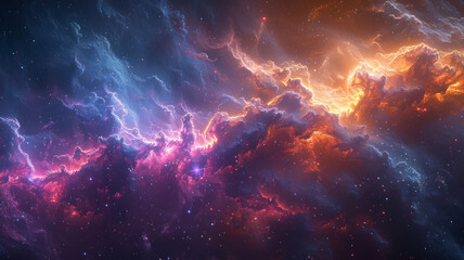Fototapeta premium Colorful space galaxy cloud nebula. Stary night cosmos. Universe science astronomy.generative ai