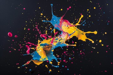 Fototapeta premium A splash of colorful paint , isolated on a black background, with high resolution photography.