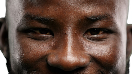 Man's eyes, close-up, on a white background