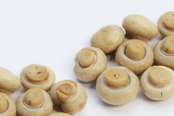 Champignon mushrooms in brine. Canned champignon mushrooms whole