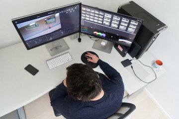 professional video editor enhancing digital footage using specialized software