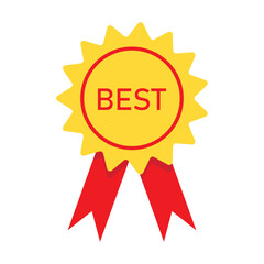 Golden seal with red ribbons isolated on white background vector illustration. Gold award medal, Golden stamp with red ribbons isolated on white. Luxury seal. Winner, Trophy, Top Quality concept.	