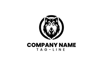 wolf mascot logo icon in black and white ,wolf logo icon in black and white