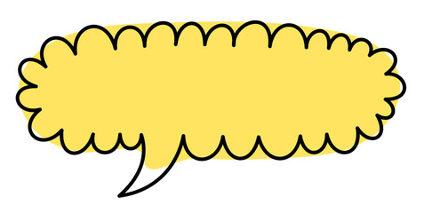 Yellow Scalloped Speech Bubble on White Background