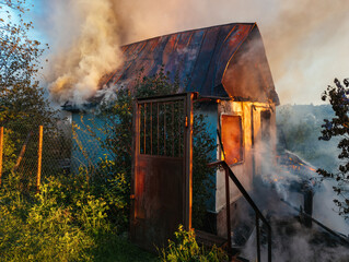 Rural house is burning in fire