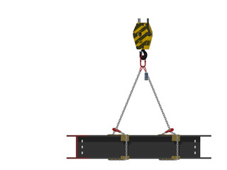 Fototapeta premium crane block with H-beam on white background