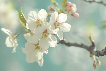 Obraz premium Delicate white cherry blossoms in spring