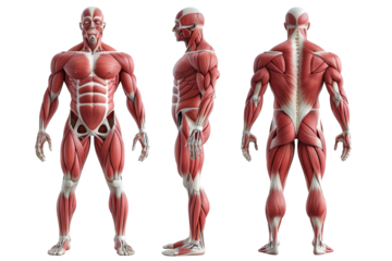 Educational Muscular System Muscles Chart Isolated on Transparent Background