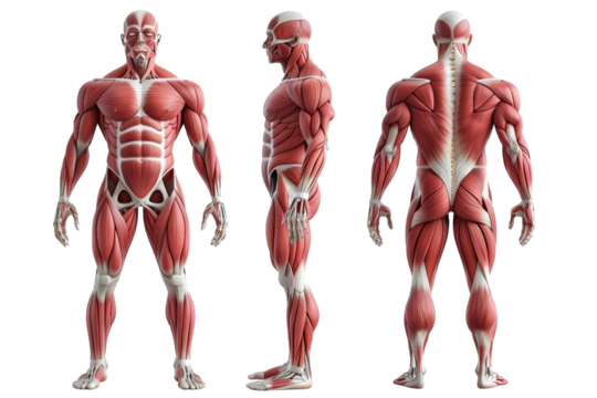 Educational Muscular System Muscles Chart Isolated on Transparent Background