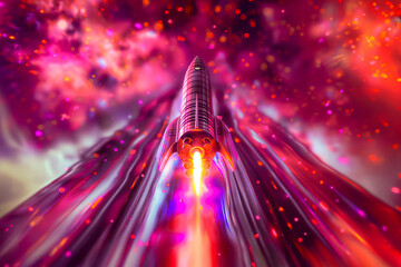 Sci-fi  wallpaper with a purple  rocket