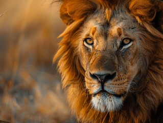 Fototapeta premium Majestic lion in natural habitat