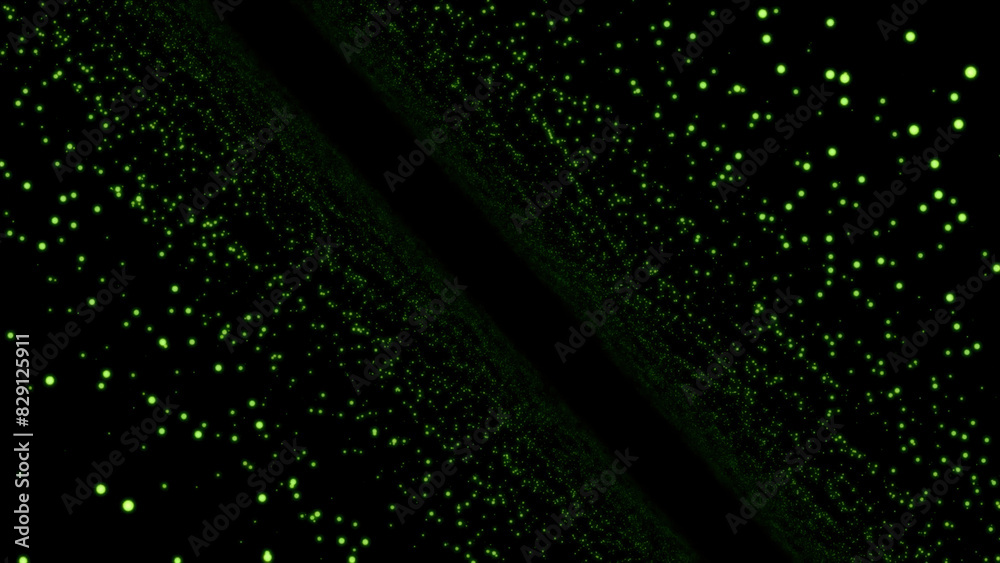 Poster portal to cyberspace with dots on black background. animation. spatial perspective with moving lumin