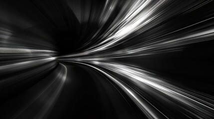 Abstract black background with soft focus and blurred light trails for a dynamic effect