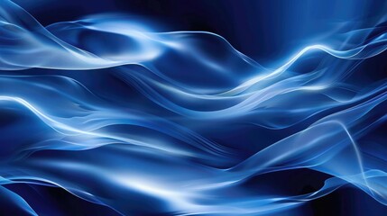 Abstract blue background featuring elegant waves and soft lighting effects