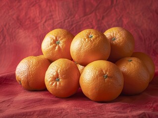 Vibrant oranges on a red background