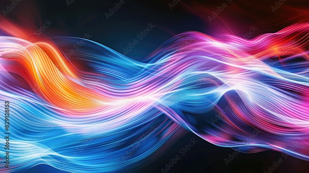 Poster abstract colorful wave background featuring dynamic light reflections and flowing wave patterns