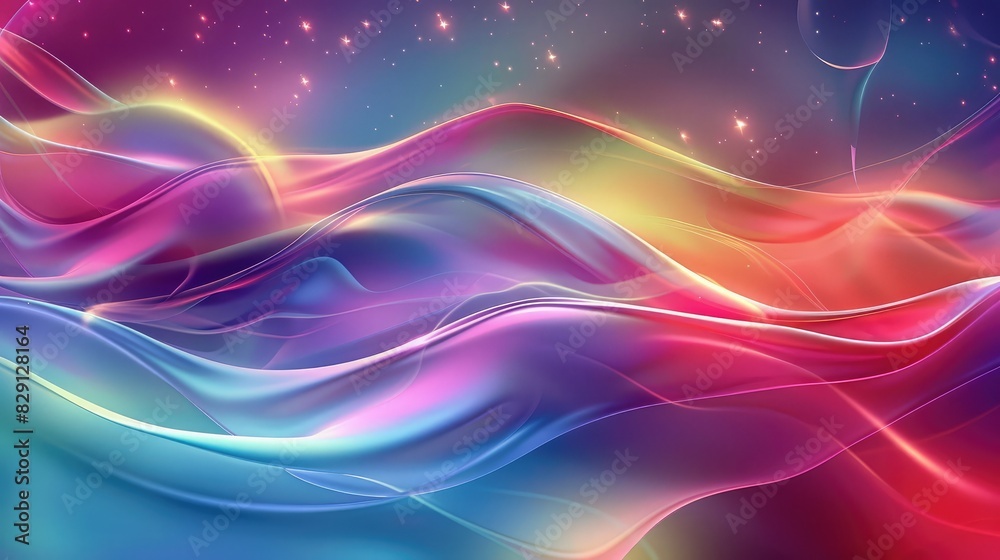 Poster abstract colorful wave background featuring dynamic wave shapes and soft gradient lighting